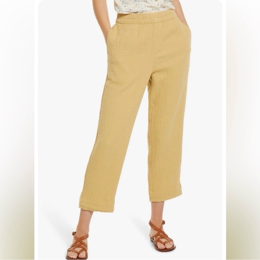 Madewell Huston Lightspun Gauze Pull-On Tapered Crop Pants Sz XS Gauze Casual